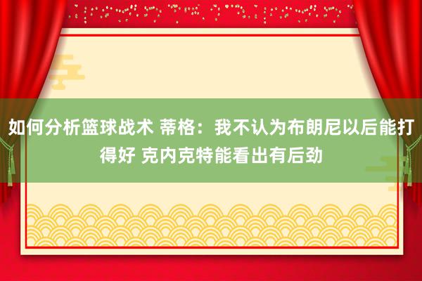 如何分析篮球战术 蒂格：我不认为布朗尼以后能打得好 克内克特能看出有后劲