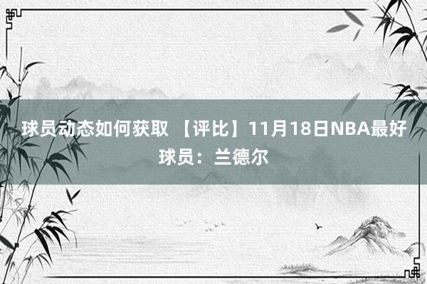 球员动态如何获取 【评比】11月18日NBA最好球员：兰德尔