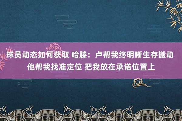 球员动态如何获取 哈滕：卢帮我终明晰生存搬动 他帮我找准定位 把我放在承诺位置上