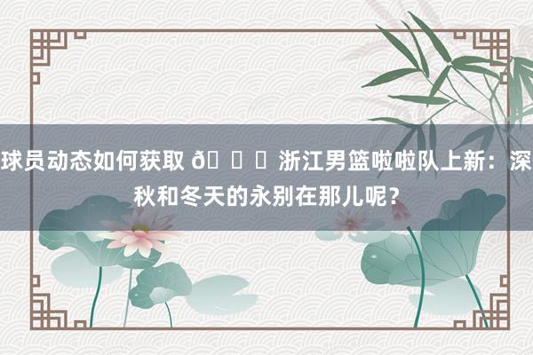 球员动态如何获取 😍浙江男篮啦啦队上新：深秋和冬天的永别在那儿呢？