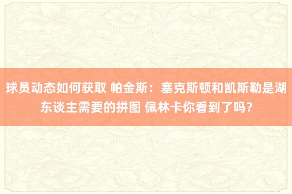 球员动态如何获取 帕金斯：塞克斯顿和凯斯勒是湖东谈主需要的拼图 佩林卡你看到了吗？