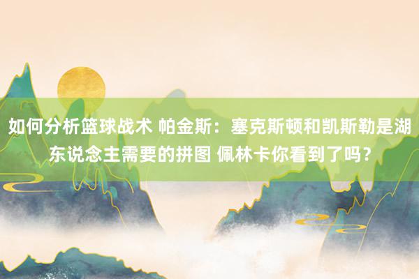 如何分析篮球战术 帕金斯：塞克斯顿和凯斯勒是湖东说念主需要的拼图 佩林卡你看到了吗？