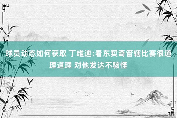 球员动态如何获取 丁维迪:看东契奇管辖比赛很道理道理 对他发达不骇怪