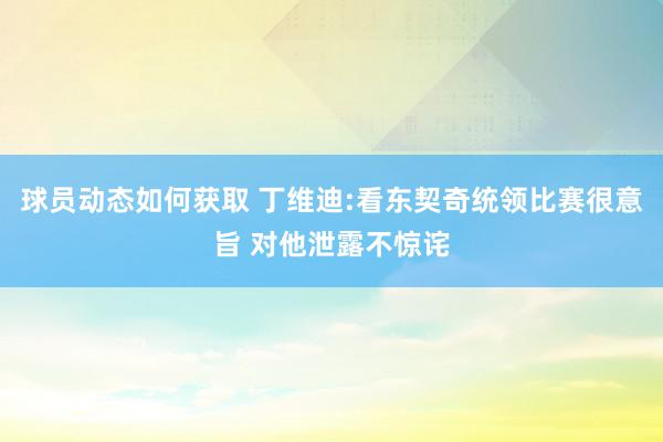 球员动态如何获取 丁维迪:看东契奇统领比赛很意旨 对他泄露不惊诧