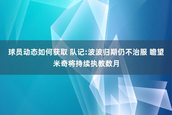 球员动态如何获取 队记:波波归期仍不治服 瞻望米奇将持续执教数月