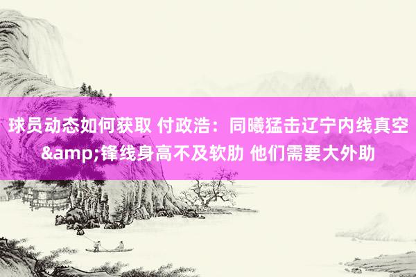 球员动态如何获取 付政浩：同曦猛击辽宁内线真空&锋线身高不及软肋 他们需要大外助