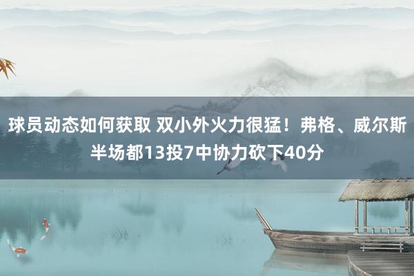 球员动态如何获取 双小外火力很猛！弗格、威尔斯半场都13投7中协力砍下40分