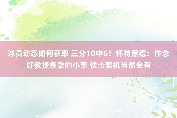 球员动态如何获取 三分10中6！怀特黑德：作念好教授条款的小事 伏击契机当然会有