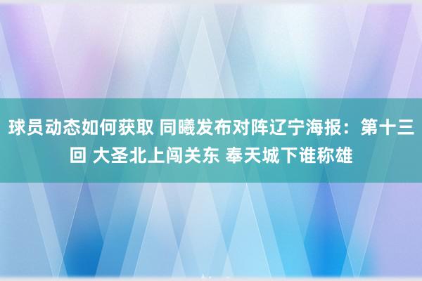 球员动态如何获取 同曦发布对阵辽宁海报：第十三回 大圣北上闯关东 奉天城下谁称雄