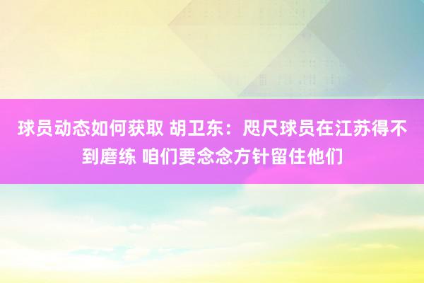 球员动态如何获取 胡卫东：咫尺球员在江苏得不到磨练 咱们要念念方针留住他们