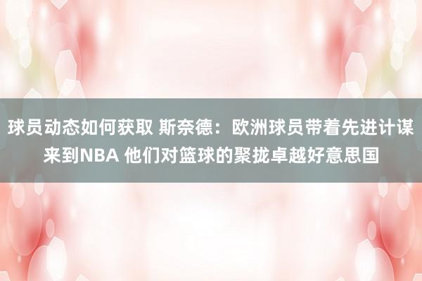 球员动态如何获取 斯奈德：欧洲球员带着先进计谋来到NBA 他们对篮球的聚拢卓越好意思国