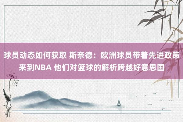 球员动态如何获取 斯奈德：欧洲球员带着先进政策来到NBA 他们对篮球的解析跨越好意思国