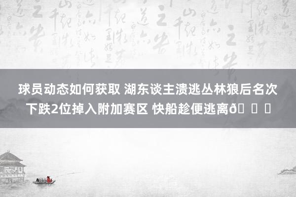 球员动态如何获取 湖东谈主溃逃丛林狼后名次下跌2位掉入附加赛区 快船趁便逃离😋