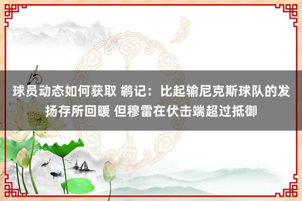 球员动态如何获取 鹕记：比起输尼克斯球队的发扬存所回暖 但穆雷在伏击端超过抵御