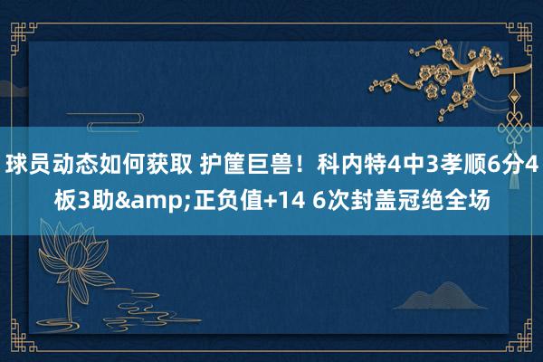 球员动态如何获取 护筐巨兽！科内特4中3孝顺6分4板3助&正负值+14 6次封盖冠绝全场