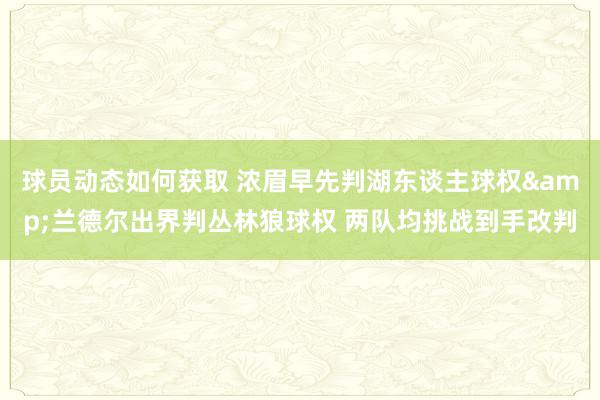 球员动态如何获取 浓眉早先判湖东谈主球权&兰德尔出界判丛林狼球权 两队均挑战到手改判