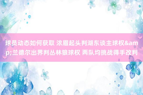 球员动态如何获取 浓眉起头判湖东谈主球权&兰德尔出界判丛林狼球权 两队均挑战得手改判