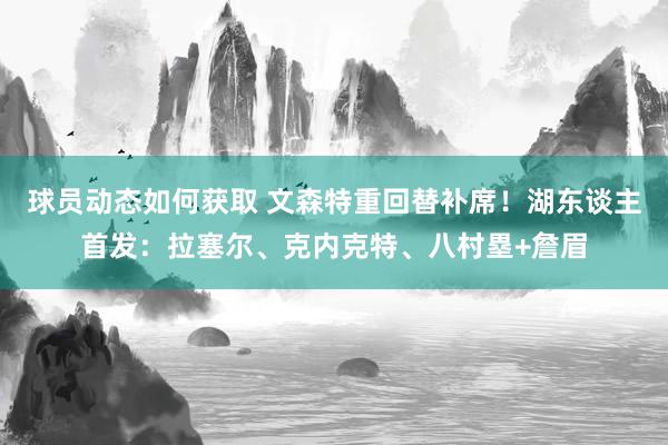 球员动态如何获取 文森特重回替补席！湖东谈主首发：拉塞尔、克内克特、八村塁+詹眉