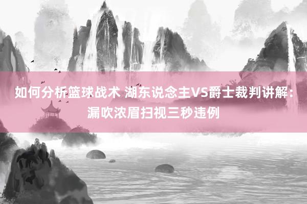 如何分析篮球战术 湖东说念主VS爵士裁判讲解：漏吹浓眉扫视三秒违例