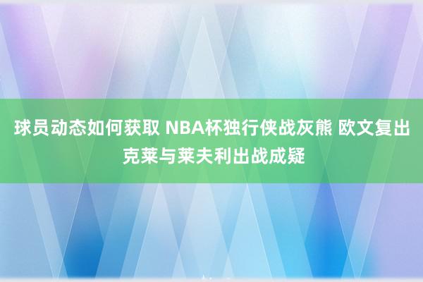 球员动态如何获取 NBA杯独行侠战灰熊 欧文复出 克莱与莱夫利出战成疑