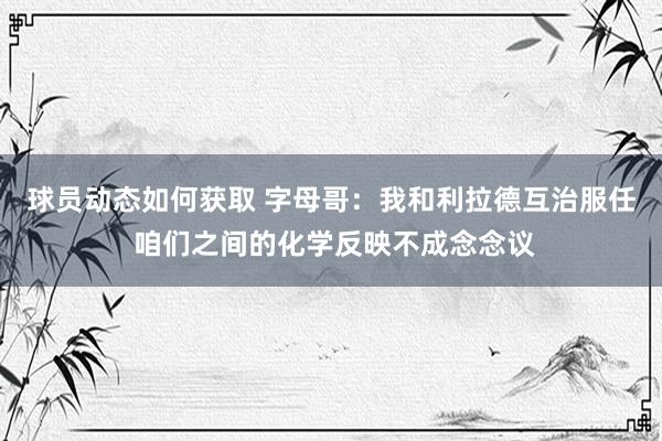 球员动态如何获取 字母哥：我和利拉德互治服任 咱们之间的化学反映不成念念议