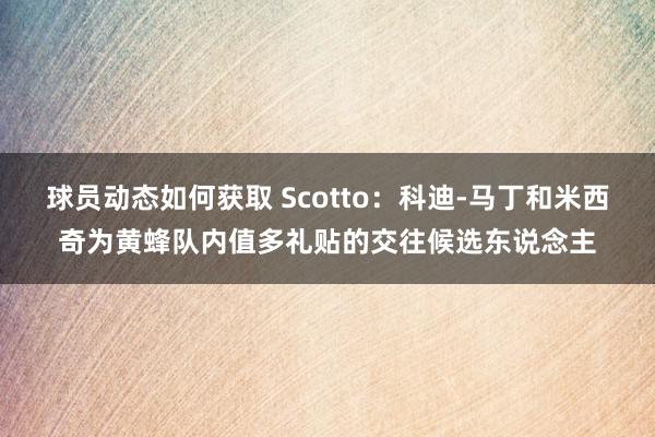 球员动态如何获取 Scotto：科迪-马丁和米西奇为黄蜂队内值多礼贴的交往候选东说念主