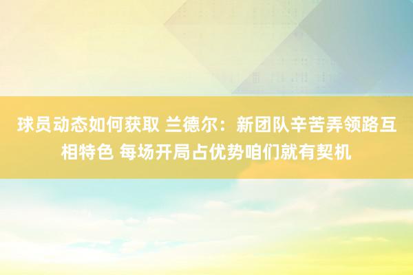 球员动态如何获取 兰德尔：新团队辛苦弄领路互相特色 每场开局占优势咱们就有契机